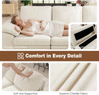 Ihanherry 86" Modular Sectional Sofa with Pull Out Bed, 4-Seater L Shaped Sectional Sleeper Couch with Storage Ottoman, Chenille Convertible Couches for Living Room, Apartment (Beige)