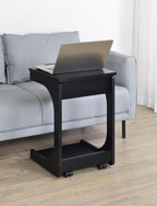 Coaster Home Furnishings - Ralston - Wood - C-Shaped Lift-Top Side Table with Sculpted Frame, Lower Open Shelf, and Black Casters - Living Room - 25.5-Inch - Black Finish - 930290