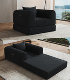 Versatile Boneless Accent Chair Couch Convertible Sleeper Chair Chaise Lounge Chair Indoor BeanBag for Adult Kids, Oversized Comfy Futon Floor Folding Sofa Bed Portable for Living Room Bedroom, Black