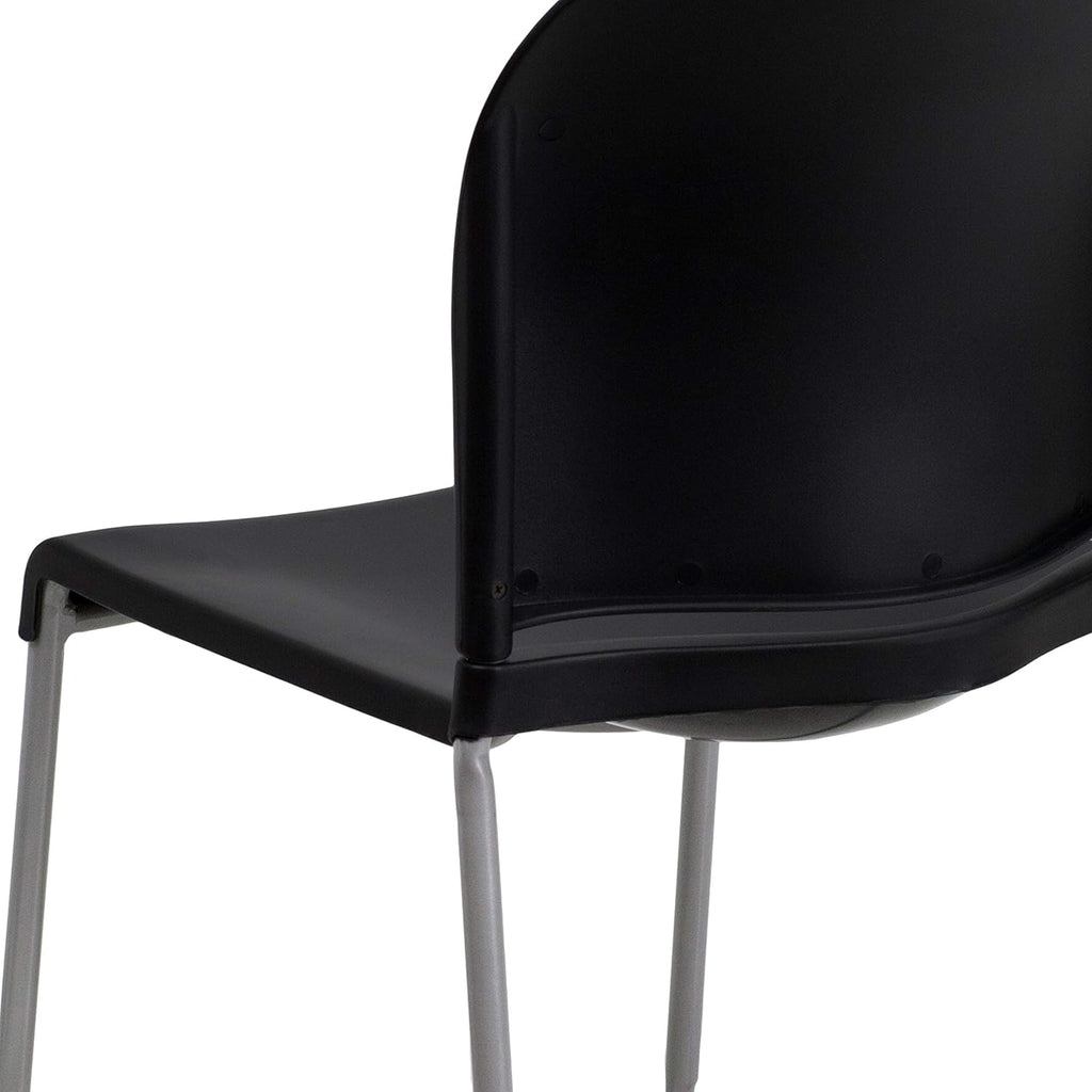 EMMA + OLIVER Home and Office Guest Chair Black Full Back Contoured Sled Base Stack Chair