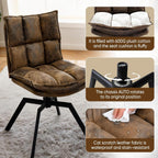 Swivel Dining Chairs Set 4,Mid-Century Modern PU Upholstered with 360°AUTO Swivel Metal Legs,Suitable for Dining Rooms, Living Rooms, and Bedrooms.(Brown)