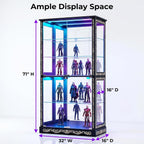 71" Tall Glass Door Display Cabinet, Curio Cabinet with RGB LED Lights, Lockable Showcase, Removable Shelves, for Collectibles, Figures, Medals and Books (2, Black)