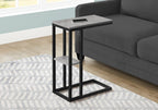 JOSHEN 18" C-Shaped Slide Under Corner End Table, Retro End Table with Stable Load-Bearing Design, Decorative Accent Tables with Secondary Shelf for Living Room, Grey