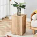 Natural Wood Marble Texture Side Table, MDF End Table, 11.8 x 11.8 x 19.6 Inch, Rectangular Living Room Accent