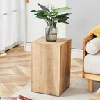Natural Wood Marble Texture Side Table, MDF End Table, 11.8 x 11.8 x 19.6 Inch, Rectangular Living Room Accent