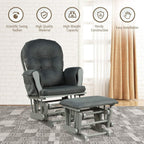 Nursery Rocking Chairs Nursery Glider Rocking Chair Wood Baby Rocker with Ottoman Cushion Upholstered Nursing Chair with Padded Arms (Gray)