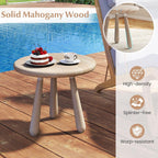 Tangkula Mahogany Wood Side Table, 18” Round Small Accent End Table with Thickened Board & Solid Wood Support Legs, for Bedroom, Porch, Balcony, Natural