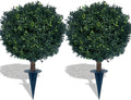 kyesyes Artificial Boxwood Ball Bush 27" Tree UV Resistance Rated with Spike. Easy to Push in The Ground.Plant Looks Great in a Planter Anywhere. Indoor/Outdoor Decor 2 Pack