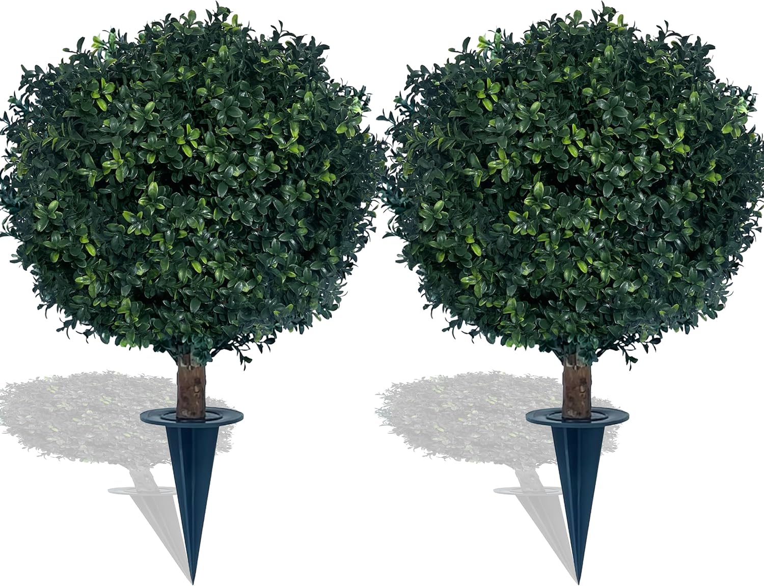 kyesyes Artificial Boxwood Ball Bush 27" Tree UV Resistance Rated with Spike. Easy to Push in The Ground.Plant Looks Great in a Planter Anywhere. Indoor/Outdoor Decor 2 Pack