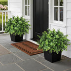 Set of 2 Artificial Eucalyptus Topiary Ball Trees for Front Porch Decor - 17" Faux Eucalyptus in Pot,Realistic Fake Eucalyptus Leaves Potted Plant for Farmhouse Home Front Door Outdoor Decor (Green)