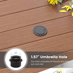 DIFY 48" Round Patio Dining Table for 6, All Weather Round Outdoor Metal Dining Table with 1.57" Umbrella Hole, Perfect for Backyard Lawn Garden, Walnut