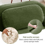 SoarFlash 81” Sectional Cloud Boneless Sofa Couches for Living Room-2 Seater U-Shaped Modern Lounge Couch-No Assembly Modular Corduroy Convertible Sponge Sleeper Sofas with Chaise for Home House,Green