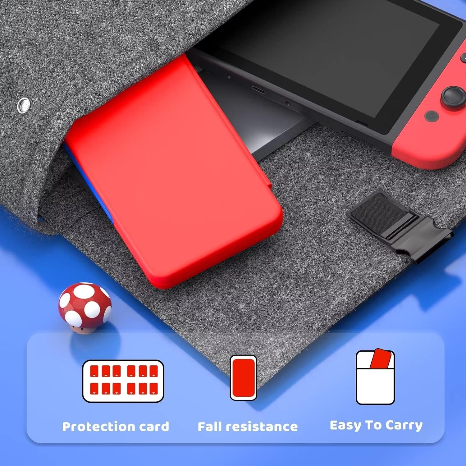 CYKOARMOR Game Card Case Holder for Nitendo Switch/Switch 2(2025) - Hard Shell Cartridge Case with 24 Game Slots & 24 Micro SD Card Slots, Portable Protective Organizer Traveler, Red Blue