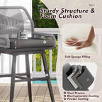 MEISSALIVVE Bar Stools Set of 6, Rattan Counter Height Bar Stools, 26" H Swivel Patio Bar Stools with Boho Woven Rope Back for Kitchen Patio Garden Cushions Included, Grey