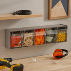 Akro-Mils TiltView Plastic Storage Cabinet with 5 Tilt Out Bins, Horizontal Plastic Parts Organizer, Teacher Toolbox, and Office Supply Organizer, 23-5/8" W x 6-1/2" H x 5-5/8" D, Mocha Raspberry