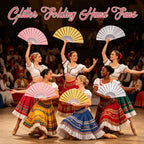 24 Pcs Folding Hand Fans for Dancing,Glitter Handheld Fans, Folding Fans Bulk, for Wedding, Festival, Dance, Tea Party, Club, EDM Decoration(Mixed Colors(Gold+Silver+Pink))