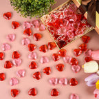 CHRORINE Red＆Pink Acrylic Heart Ornaments Translucent Hearts Shaped Gems Crystals for Table Scatter Decoration/Artwork/Vase Fillers in Valentine's Day/Home Decor/Wedding Party-70PCS