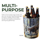 Rivers Edge Products Waste Basket, Tin Trash Bin for Office, Kitchen, Bathroom, Drink Bucket, 10.5 Inch Open Top, Lightweight Rectangular Design with Outside Art, Bear by Jim Hansel