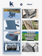 KINGYES Folding Adirondack Chair Set of 4, Dual Cup Holders & All-Weather HDPE, Wood-Like Patio Chair for Backyard, Camping, Pool & Fire Pit, Navy
