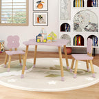 Costzon Kids Table and Chairs, Wooden Toddler Desk Set for Play, Art, Craft, Reading, Learning and Eating, Multi-Activity Table and Chairs for Classroom Daycare Home (Pink, Flower-Shaped)
