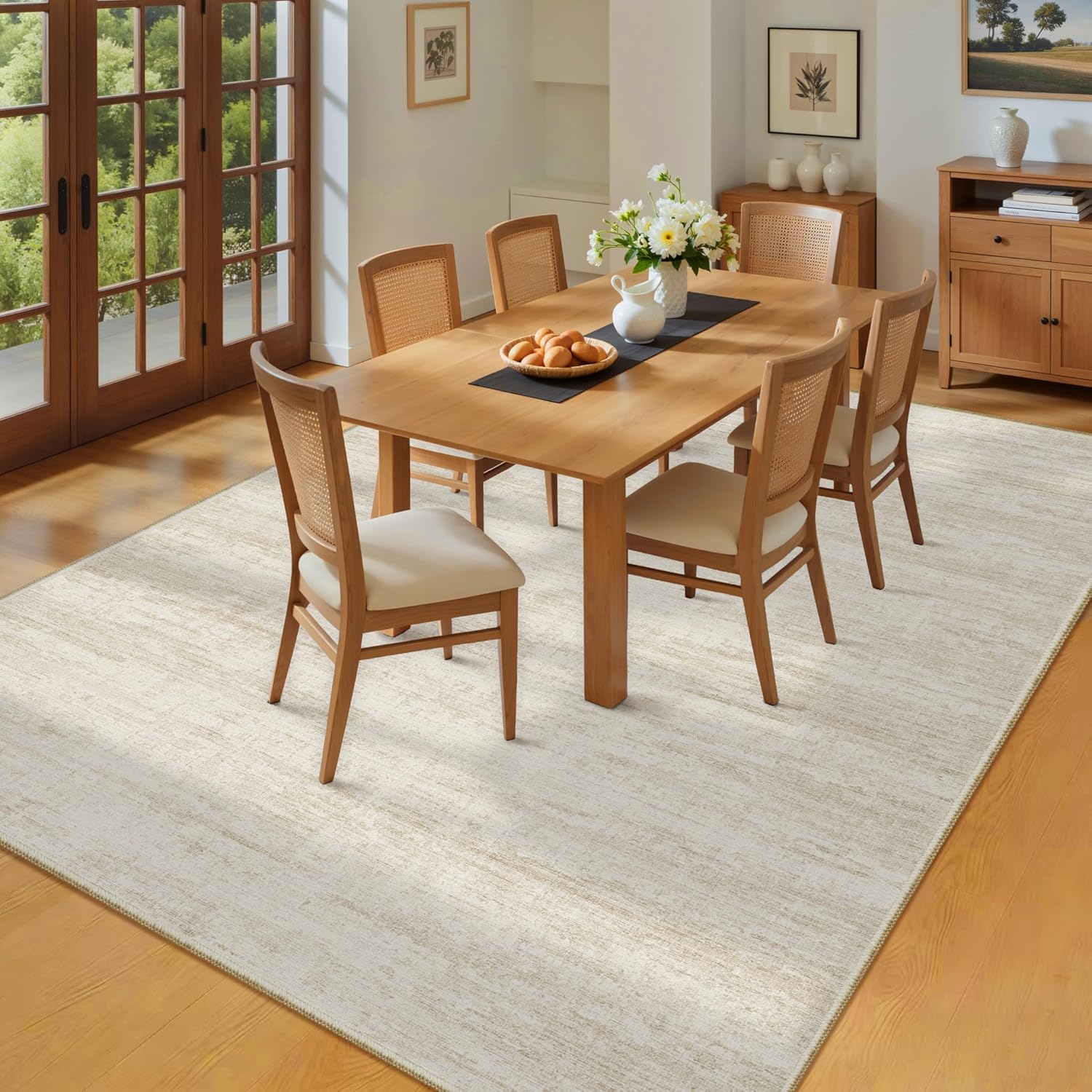 8x10 Area Rugs for Living Room,Modern Abstract Non-Slip Backing Washable Rugs,Soft Thin Large Area Rug，Stain Resistant Carpets for Bedroom Dining Room Home Decor