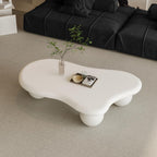 47" Cloud Coffee Table for Living Room Irregular Coffee Table Modern Low Coffee Tables Abstract Faux Stone Cute Center Table with 3 Ball Legs for Small Space Apartment