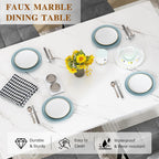 AWQM Dining Table Set for 4,Faux Marble Kitchen Table and Chairs Set of 4, Modern Dining Room Set for 4,Dinner Table Set with Velvet Chairs, Dining Set for Small Spaces,White & Grey
