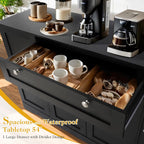 MAGIC UNION 54" Modern Buffet Cabinet with Storage, Wood Sideboard Cabinets with Drawer, Coffee Bar Cabinet with Doors and Adjustable Shelves, Kitchen Pantry Storage Cabinets for Living Room (Black)