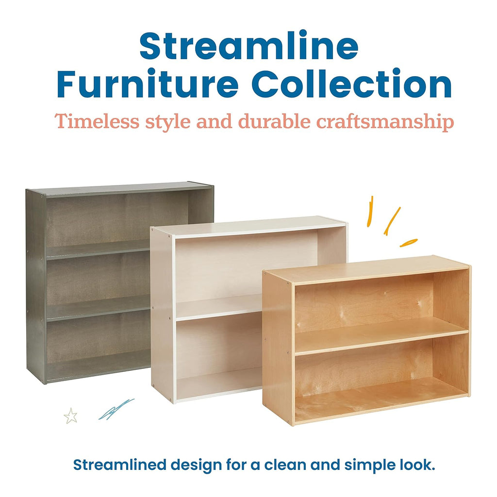ECR4Kids Streamline 2-Shelf Single-Sided Storage Cabinet, 24in, Classroom Furniture, Natural