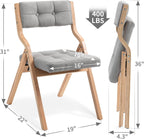 Padded Folding Chair,Folding Chair with Cushion 2 Pack,Wooden Folding Chairs and Comfortable Chairs Seat for Indoor, Kitchen, Office, Wedding Party and Dining Gray