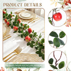 Suncalla 6 Pcs Artificial Apple Garland 57inch Fake Apples Bunch Strings with Stem and Leaves Fruit Hanging Vines Decorations for Kitchen Table Centerpieces Wall Party Birthday
