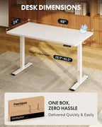 FLEXISPOT EN1 One-Piece Standing Desk, 48"x24" Seamless Desktop Electric Height Adjustable Desk for Home Office, Multi-Monitor Setups & Easy Assembly, White