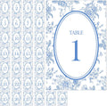 FYSUIMU Wedding Table Numbers 1-30 Chinoiserie Flower Number Place Cards 4 x 6 Inch Blue Floral Table Number Labels for Birthday Bridal Baby Shower Reception Party