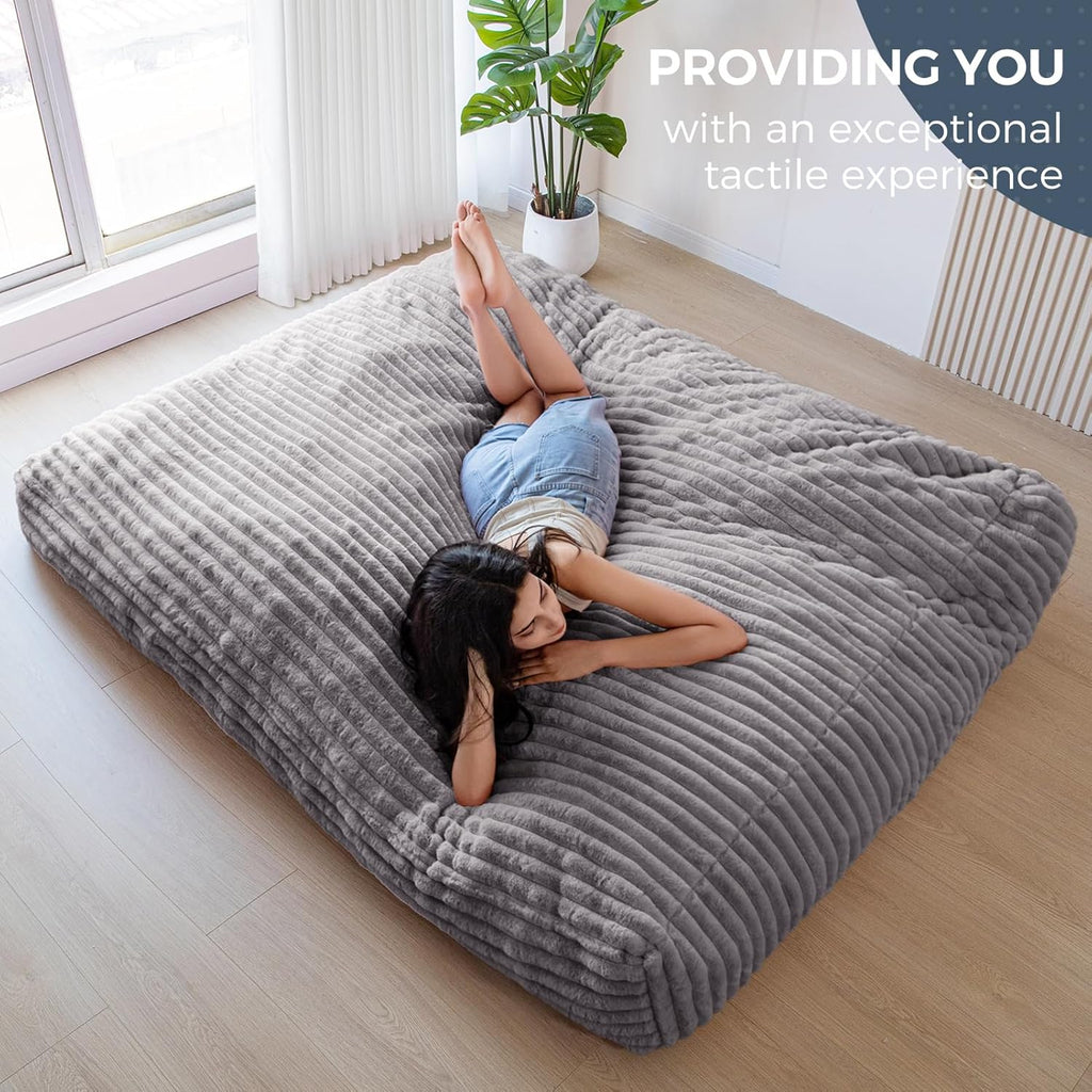 MAXYOYO Giant Bean Bag Chair Bed for Adults, Convertible Beanbag Folds from Lazy Chair to Floor Couch Bed, Large Floor Sofa Couch, Big Sofa Bed, High-Density Foam Filling, Machine Washable Cover
