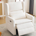 Oversized Swivel Rocker Recliner with Lumbar Cushion, Power Recliner Nursery Chair with Adjustable Headrest, Nursery Glider Recliner for Living Room, White