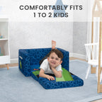 Delta Children Cozee Kids Couch 2-Seater Kids Sofa, Convertible 2-in-1 Flip Open Toddler Couch Sleeper, Foam Chair for Playroom & Bedroom, Bed Lounger, Comfy Play Sleeping Lounge Chair, Dinosaur