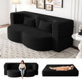 CAPCAEK Folding Sofa Bed,15" Full Size Boneless Couch for Living Room, Teddy Fabric Foam-Filled, Convertible Loveseat Sleeper Sofa Bed (Black-Teddy)