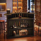 4-Tier Bar Table, 39.4" H Home Bar Unit with Footrest, Arc-Shaped Mini Bar Table, Modern Wine Bar Cabinet for Home Pub, Living Room, Black