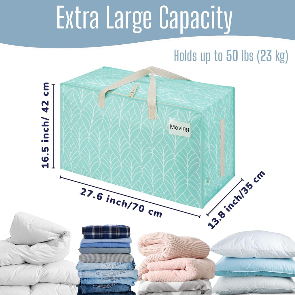 VENO 4 Pack Extra Large Heavy Duty Moving Bags with Wide Opening & Reinforced Handles, Reusable Storage Tote Bags with Strong Zippers for Clothes, College Dorm Essentials & Moving Supplies