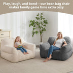 HUGHEAVEN Big Bean Bag Chair for Adults, Giant Oversized Bean Bag Couch, Comfy Reading Chair with Armrests, Soft Cozy Chair for Bedroom, Lounge Sofa for Gaming, Napping & Relaxing, Grey