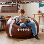 34" Inflatable Football Bean Bag Chair for Kids & Teens with Cup Holders Boys Room Decor PVC Blow up Bean Bag Chair Inflatable Gaming Couch for Boys Video Game Bedroom Camping Night Party