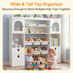 46.46" H Kids Toy Storage Organizer,Toy Chest with Book Shelf,Toy Bins,Storage Cubbies,Drawer and Rolling Cubbies,Easy Access and Clean,Space Saving for Playroom,Bedroom,Living Room (White)