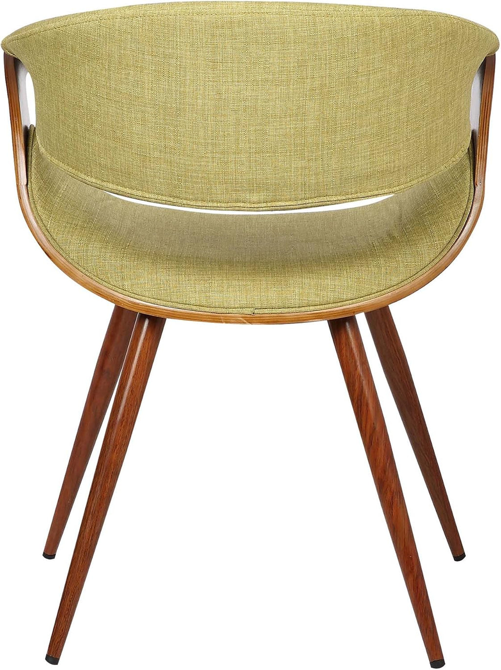 Armen Living Butterfly Mid-Century Dining Chair in Walnut Finish and Green Fabric - Set of 4
