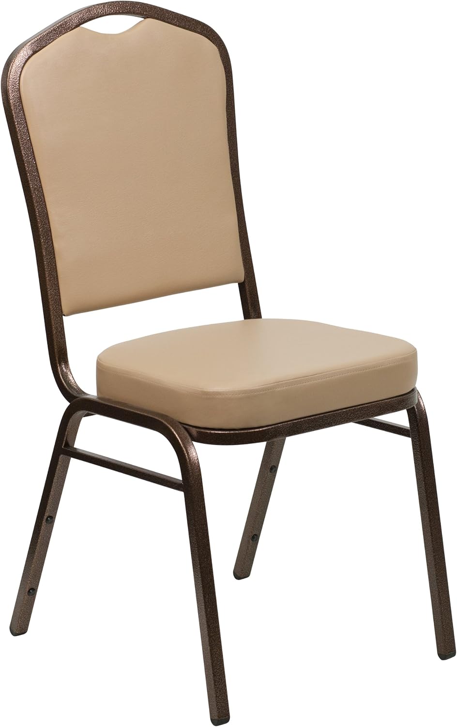 BizChair Crown Back Stacking Banquet Chair in Tan Vinyl - Copper Vein Frame
