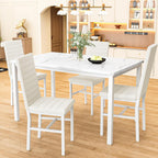 Hooseng Dining Table Set for 4, 5-Piece Faux Marble Dinner Table Set with 4 Upholstered PU Leather Chairs Kitchen Table Chairs Set Modern Space-Saving Dinette Set for Breakfast Nook Apartment White
