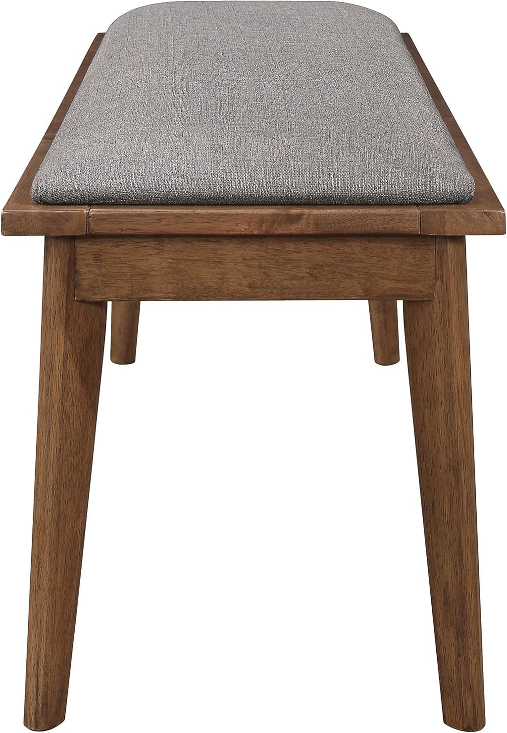 Coaster Home Furnishings - Alfredo - 46-Inch Upholstered Dining Bench - Mid-Century Modern Style with Padded Seat & Tapered Wood Legs - Dining Room, Kitchen - Grey & Natural Walnut - 108083