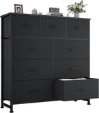 OLIXIS 9 Drawers Storage Organizers Units, Closet Organizers and Storage for Clothes, Fabric Storage Drawer for Living Room, Chest of Dresser in 39.4" D x 11.8" W x 39.9" H, Black