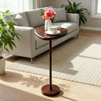 Small Side Table for Living Room, Drink Table, Coffee Martini Table with Pedestal Accent for Small Spaces, Sofa End Table, Coffee Tables for Bedroom, Rustic Brown Teardrop Shaped Tabletop
