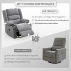 360°Swivel Rocking Chairs for Adult,Recliner Chair with Side Pockets and Cup Holders,Rocker Recliner with a Suitable for Living Rooms,Bedrooms,Light Grey