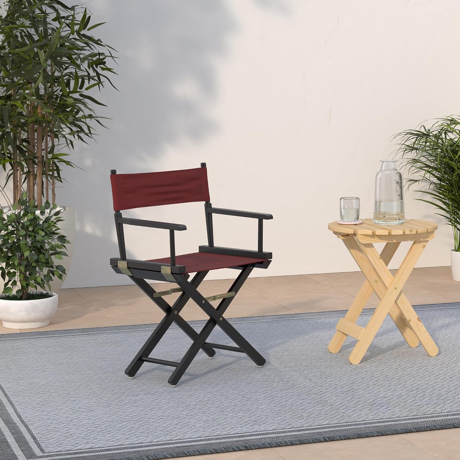 Casual Home 18" Director's Chair Black Frame with Burgundy Canvas